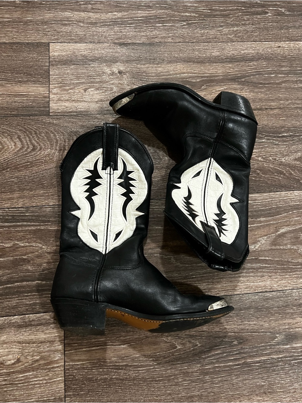 Capezio Women's Black and White Western Leather Cowboy Boots size US 5.5/6